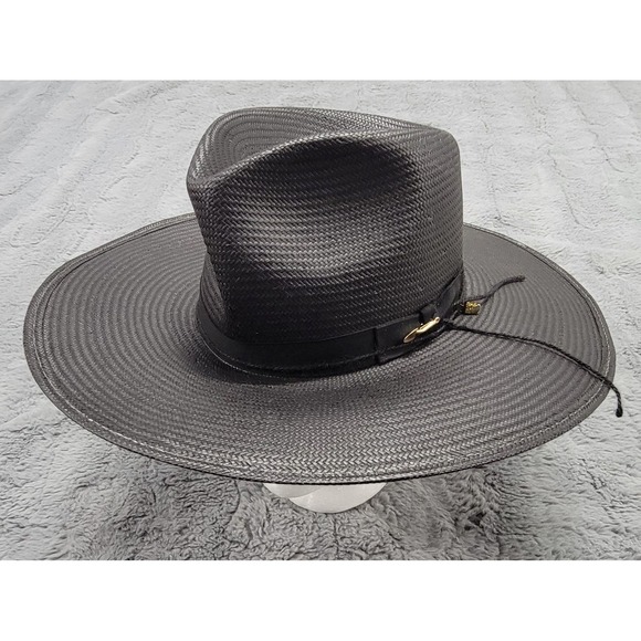Stetson Other - Stetson Hat Mens Small JW Marshall Cowboy Black Straw Wide Flat Brim Western USA